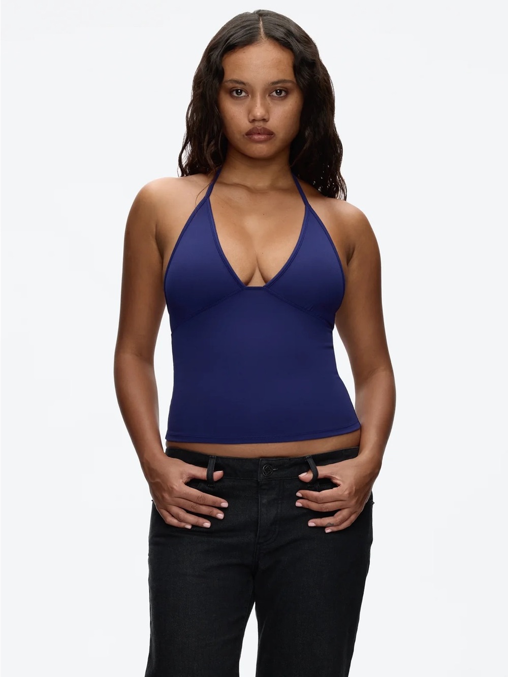 Tankair Dip Halter Top Cobalt Blue Size Small